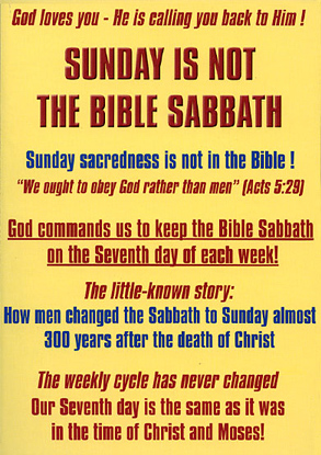 Sunday not the Bible Sabbath